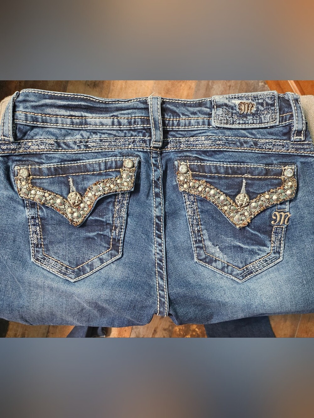 Miss Me Blue Bootcut Jeans with Embellished Back Pockets
